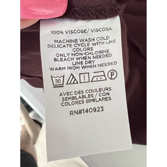 LOFT Womens Long Sleeve Shirt Dress 8 Burgundy Twist Front Detail Professional - Picture 5 of 6